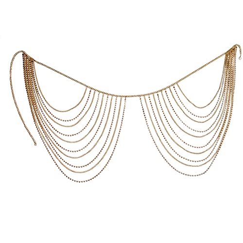Damen Taille Körperkette sexy Gürtel,Waist Chain,Taillenkette aus Metall für Damen,Mode Geschichtet Taillenkette Gold Metallisch Mehrschichtig Körperkette Rock Bikini Zubehör Zum Frauen und Mädchen Cover