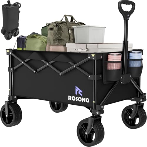 Carro plegable con ruedas plegable – Carro plegable resistente, plegable portátil para comestibles, playa, deportes, pesca, camping, compras, carrito para carga, Cosas con ruedas