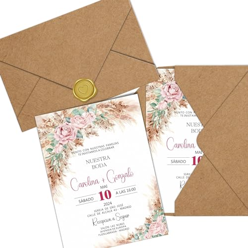 ADOREI - Convites de casamento personalizados 13 x 18 cm - 25 unidades/convites de casamento personalizados 13 x 18 cm - 25 unidades (modelo 1)