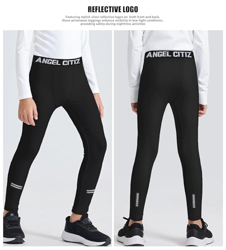 ANGEL CITIZ Kinder Jungen Kompressionshose Sportunterwäsche Fußball Trainingsanzüge Funktionsunterwäsche Leggings