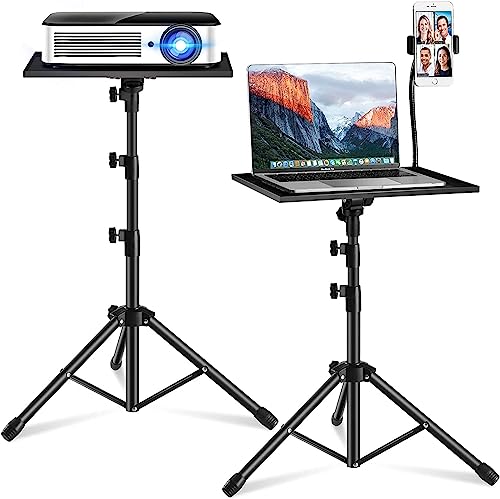 HOLD UP Projector Stand Laptop Stand Tripod Adjustable Height 17.7 to 47.2 Inch with Gooseneck Phone Holder Portable Projector Stand Tripod for Outdoor Movies.