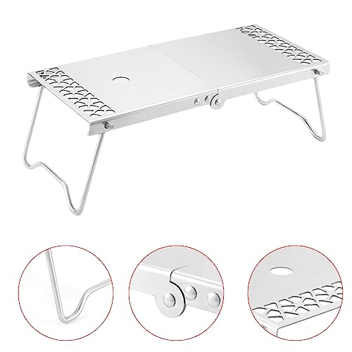 Mesa de acampamento ao ar livre – Mesa dobrável portátil de aço inoxidável para ambientes externos –