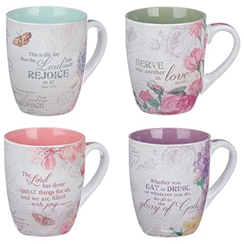 Christian Art Gifts Vintage Floral Mug Set Cover