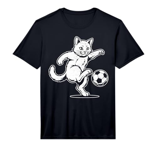 Funny Cat Soccer Ball Graphic - Cute Soccer Lover Performance T-Shirt