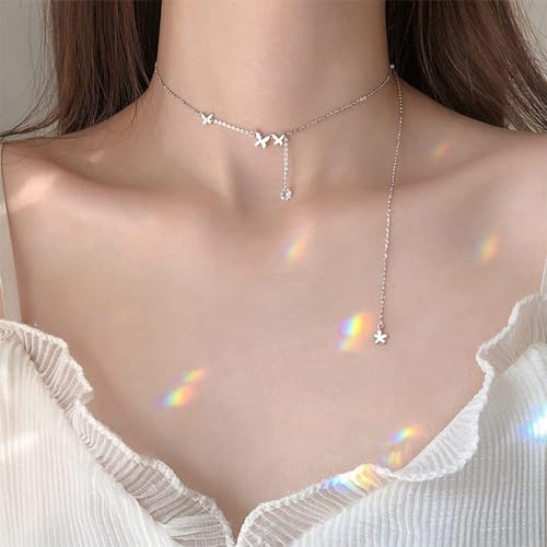 Collier brillant long pompon papillon idéal pour vos soirées