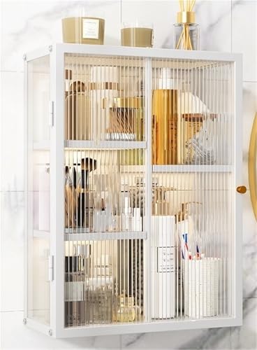 Montaje en pared – Solución de almacenamiento de 3 niveles para cocina y baño con puertas transparentes – Almacenamiento que ahorra espacio para lavandería y baño