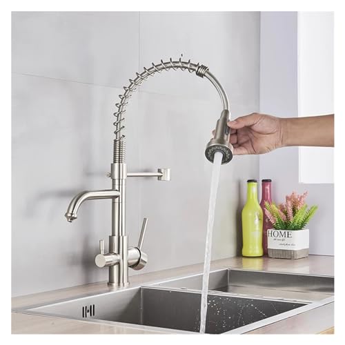 Robinet de cuisine à eau filtrée mitigeur d'évier double bec noir
