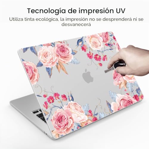 Funda rígida MacBook Air 13.6 patrón floral modelo A3240 A3113 A2681 5