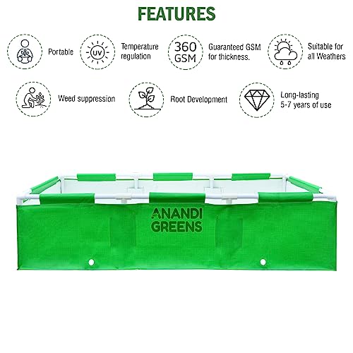 Image of Anandi Green's 5X1.25X1.25 Fit HDPE UV Protected 360 GSM Rectangular Plants Grow Bag Terrace Gardening Vegetable Garden with PVC Frame