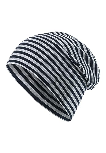 Sterntaler OCS Beanie – Lässige Slouch Beanie Mütze aus Melange Singlejersey Geringelt (Bio) – Unisex Kopfbedeckung – variabel tragbar – Baby und Kinder – marine, Größe 55