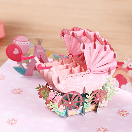 Liif New Baby Girl 3D Greeting Pop Up Baby Card, Baby Shower Card, New Baby Card, New Baby Congratulations #TOP4