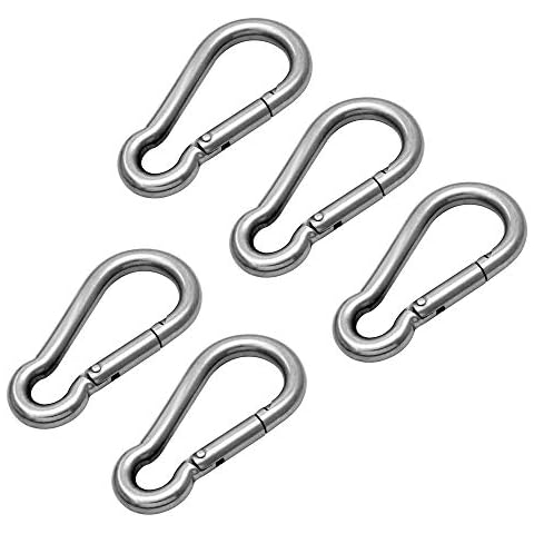 SB DISTRIBUTION LTD SBDs (Pack of 25) 3/16” (4.7 mm) Dia 2” Length Marine Grade Stainless Steel T316 Carabiner - Clip Snap Hook -Spring Loaded Karabiner Cover