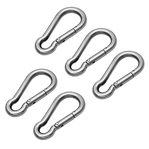 SBDs (5Pc) 1/4” (6.35 mm) Dia 2” Length Marine Grade Stainless Stell T316 Carabiner – Clip Snap Hook -Spring Loaded Karabiner- Opening: 5/16