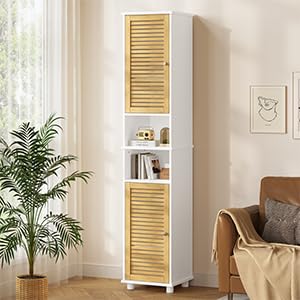 Colonne SDB Bambou 190 cm 2 portes persiennes FORABAMB