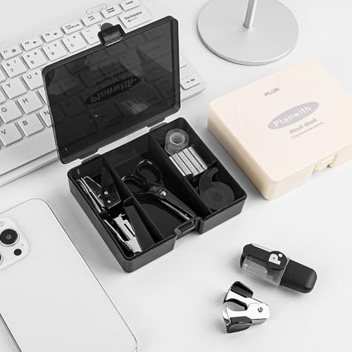 HannaFires 8PCS Office Supplies Kit - Mini Size for Portability, Set for Convenient and Efficient Office Work, Student, Teacher, School, Stationery, Great Gift, Back to School (Black)