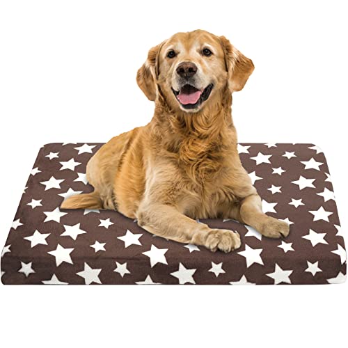 VANKEAN Coussin Chien dehoussable, Lit pour Chien Mousse Haute Densité Réversible (Frais et Chaud),Matelas pour Chien avec Housse Lavable Amovible,Brun / Gris Cover