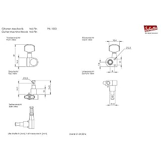 Schaller »M6 PIN LOCKING MACHINE HEADS – GOLD – 6L – SMALL METAL – 19.5mm LOCKING POST« Mécaniques pour Guitare – Set de… - Les Beatles, Paul McCartney, John Lennon, RIngo Starr, George Harrison Schaller »M6 PIN LOCKING MACHINE HEADS - GOLD - 6L - SMALL METAL - 19.5mm LOCKING POST« Mécaniques pour Guitare - Set de… – Image 2