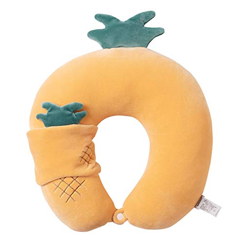 QISLOVE Portable cute car airplane travel pillow Office nap pillow Fruit U-shaped pillow set Contains eye mask-B