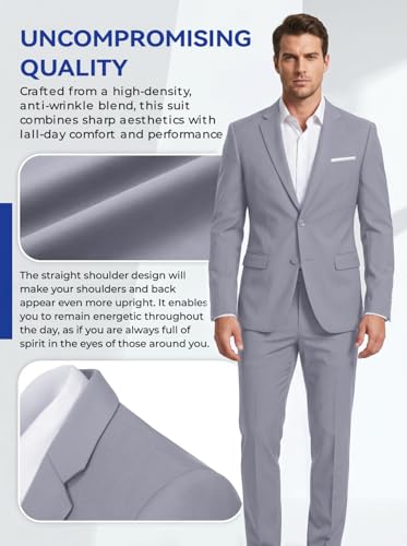 Image of Mens 2 Piece Suit Slim 2 Button Prom Suit Jacket Pants Tuxedo Set
