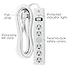 GE 6-Outlet Surge Protector, 2 Pack, 10 Ft Extension Cord, Power Strip, 800 Joules, Flat Plug, Twist-to-Close Safety Covers, Protected Indicator Light, ETL Listed, White, 46862