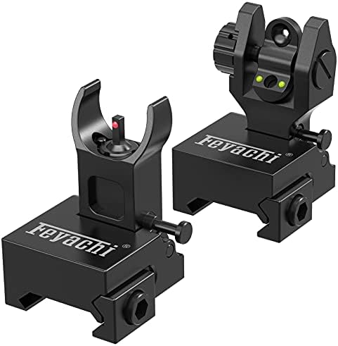 Feyachi S27 Fiber Optic Iron Sights Flip Up Front and Rear Sites with Red and Green Dot Picatinny Backup Sight Set