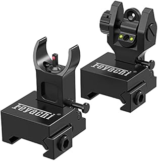 Feyachi S27 Fiber Optic Iron Sights Flip Up Front and Rear Sites with Red and Green Dot Picatinny Backup Sight Set (Black)