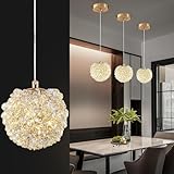 3-Light Gold Crystal Pendant Lights Modern Gold Ceiling Hanging Pendant Lamp Mini Crystal Chandelier for Kitchen Island Dinning Room Living Room Hallyway Porch Bedroom Lamp