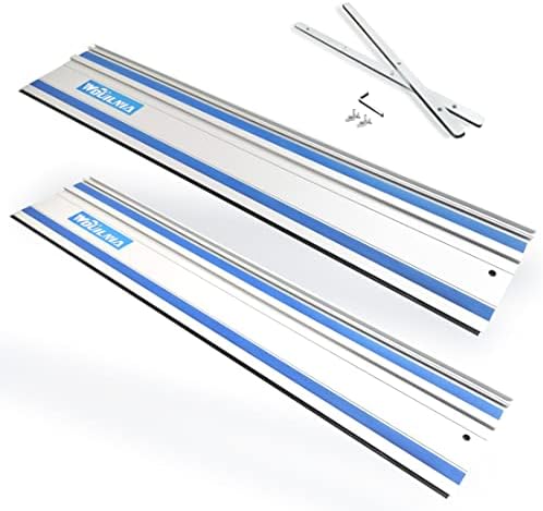 78" Plunge Track Saws Guide Rail for Makita Festool, Includes 2 PCS 39" Aluminum Extruded Guided Rails and 2 Guide Rail Connectors for Woodworking Longer Cuts, Sliver