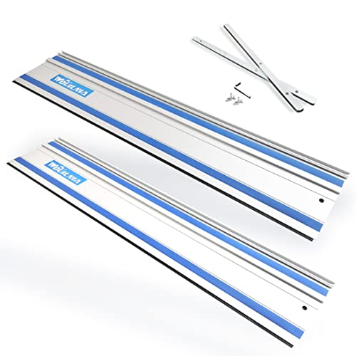 78" Plunge Track Saws Guide Rail For Makita Festool, Includes 2 Pcs 39" Aluminum Extruded Guided Rails And 2 Guide Rail Connectors For Woodworking Longer Cuts, Sliver #TOP15