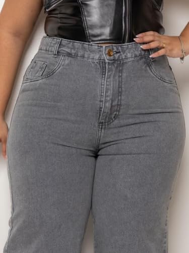 CALÇA JEANS RETRÔ WIDE LEG PLUS SIZE WID LEG PANTALONA PREMIUM (BR, Numérico, 50, Plus Size, Regular