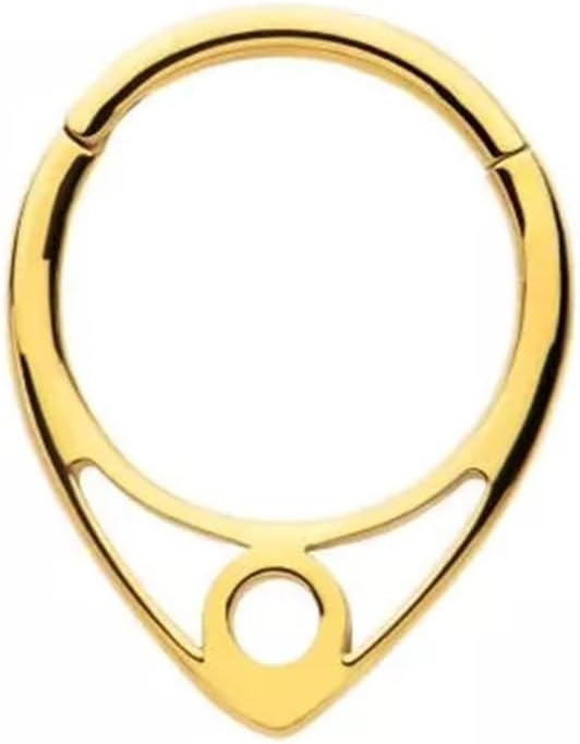 Pierced Owl 16GA 316L Stainless Steel V-Shape with Circle Outline Hinged Segment Clicker Ring