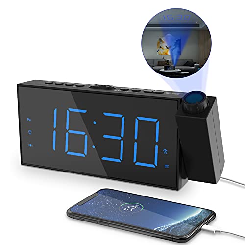 Projection digital alarm clock for bedrooms,loud alarm clock for …