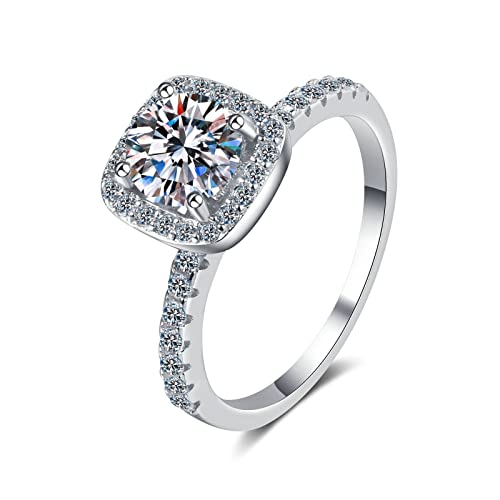 Bague en argent femme et moissanite 1ct idée cadeau