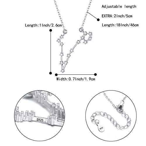 Brilove 925 Sterling Silver Necklace For Women - Pisces Constellation Necklace Zodiac 12 Horoscope Astrology Cz Pendant Necklace For Mothers Day/Valentines Day/Birthday/Christmas/Anniversary #TOP3