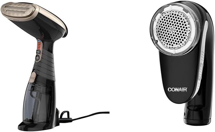 Conair Handheld Garment Steamer for Clothes, Turbo ExtremeSteam 1875W, Portable Handheld Design & Fabric Shaver and Lint Remover, Rechargeable Portable Fabric Shaver, Black