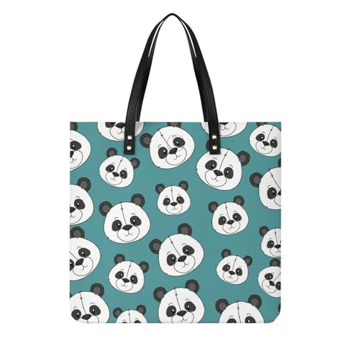 Sac à main shopper grand format pour voyage | Tote bag femme Panda Vert bandoulière