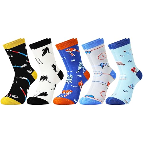 Belloxis Youth Hockey Socks 5Pcs Hockey Birthday Gifts for 8-12 Boys