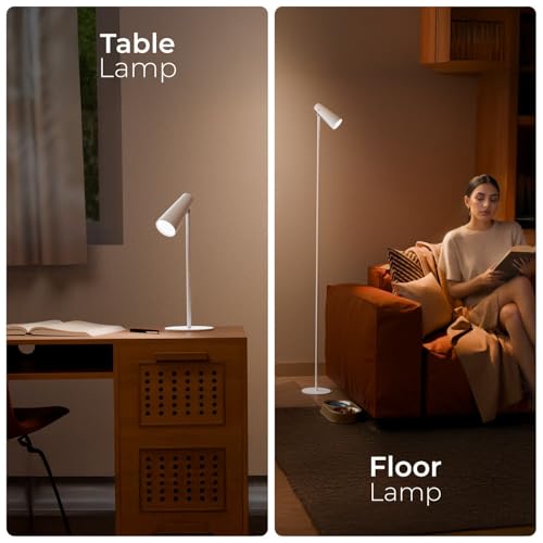 Image of Xech LED Table Lamp for Study with Multiple Attachments 5-in-1 Rechargeable Desk & Floor Lamp Adjustable Brightness,USB-C Powerful Neodymium Magnets Reading Light for Students (Magneto II XL) (White)