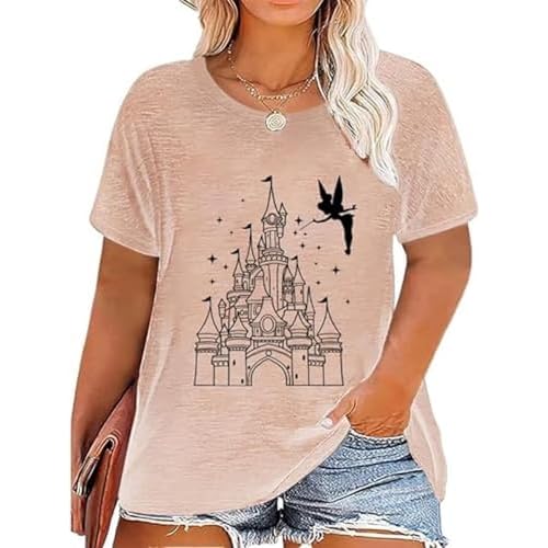 Plus Size Magical Shirts for Women Retro Graphic Tshirts Funny Vacation Tee Tie Dye Tops Apricot X-Large