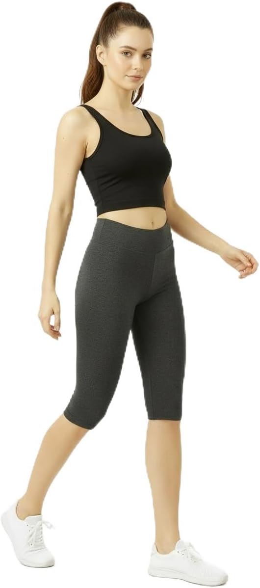 Women's Stretch Cotton Capri Cropped Soft Comfort Leggings