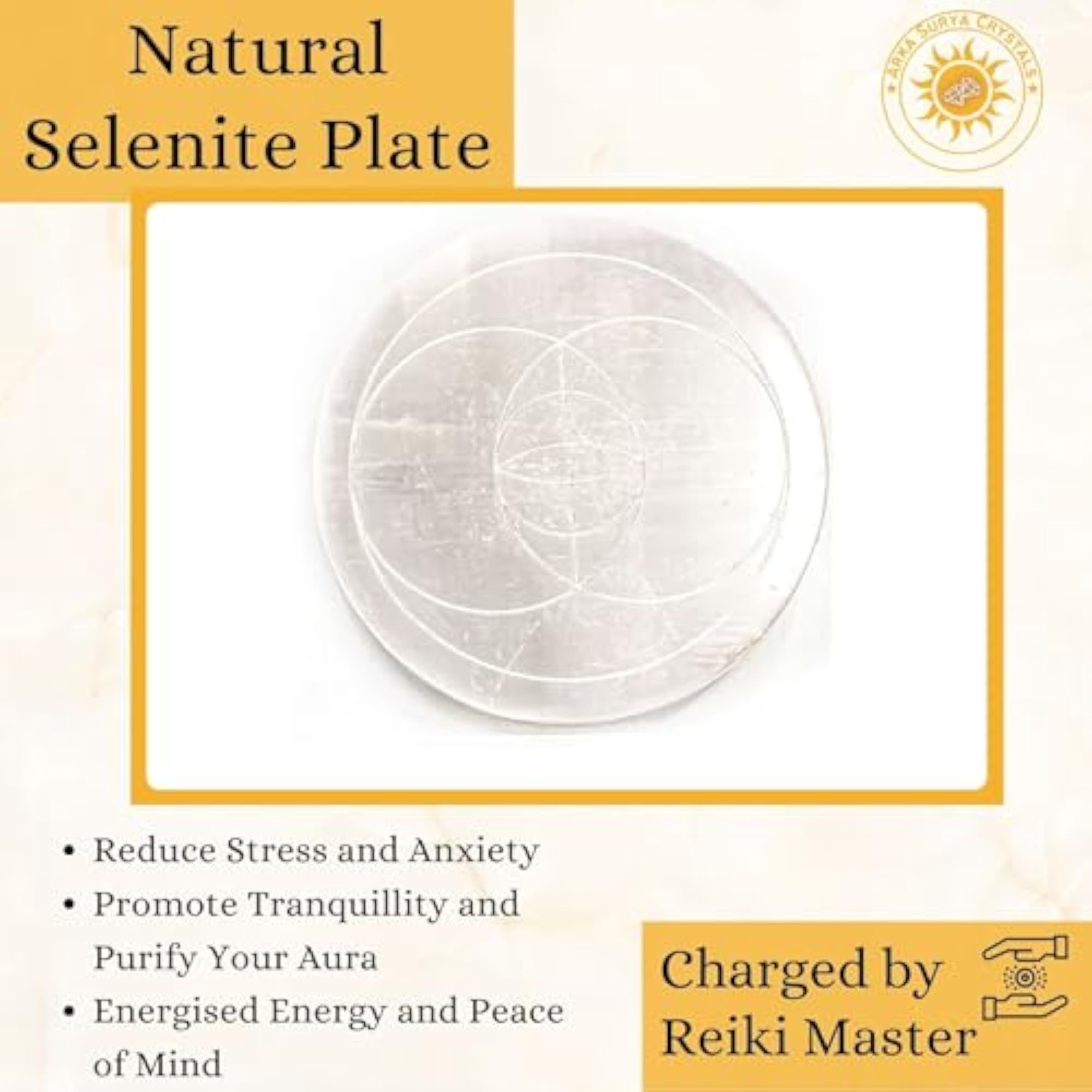 Natural Selenite Relationship Symbol Coaster for Home Serenity
