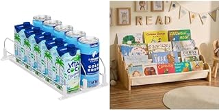 Puricon 4-Tier Kids Bookshelf Bundle Drink Organizer for Fridge Pusher Glide