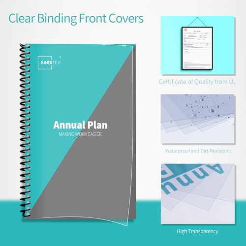 Image of Binditek 100 Pack Binding Covers Set, 5.5x8.5 Inches, 8Mil PVC & 12Mil Poly