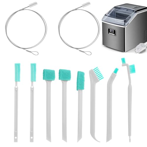 10 Pcs Ice Maker Cleaning Brush Kit – Flexible Crevice & Drain Brushes for Slime Removal, Soft Nylon Bristles Clean Commercial & Home Ice Machine, Mini Fridge, Sink &Hard-to-Reach Areas