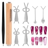 Nail Magnet Pen Set, 3 in 1 Cat Eye Nail Magnetic Design Art Tool with Heart & Rabbit Shaped Irons Versatile Cat Eye Gel Polish Magnet Supplies for Home Salon Nails Studio Use