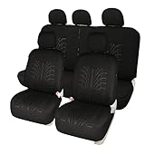 Leader Accessories 17pcs Black Auto Car Seat Cover Full Set - Airbag Compatible - Front Low Back Buckets Seat Protector - 50/50 or 60/40 Rear Split Bench