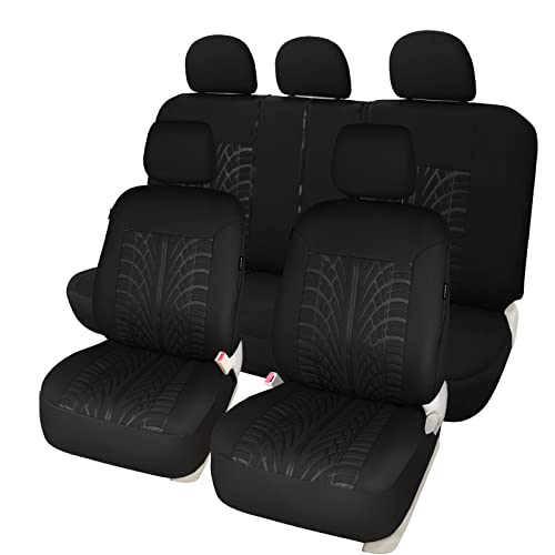 Leader Accessories 17Pcs Embossed Black Auto Car Seat Covers Combo Pack For Cars Suv - Front Seats Set And 50/50 Or 60/40 Rear Split Bench #TOP10