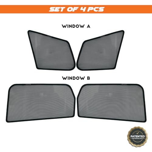 Image of Car Sunshades Compatible with Toyota Urban Cruiser Hyryder Magnetic Sun Shades /Curtains - Set of 4pcs (Row A /B) Suitable for Urban Cruiser Hyryder 2022 Onwards