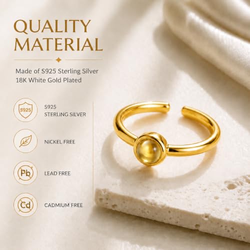 Natural Citrine Ring for Women 925 Sterling Silver Adjustable Open Ring - image 7