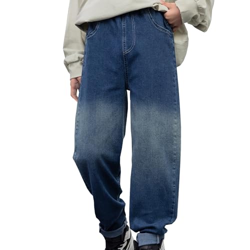 Boys Casual Denim Trousers Elastic Waist Pants with Pockets for Active Kids Stylish Everyday Wear